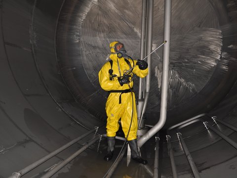 Man in chemcial suit